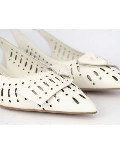 Luciano Barachini Slingback Tacco Laserata con Fiocco Pelle Gesso