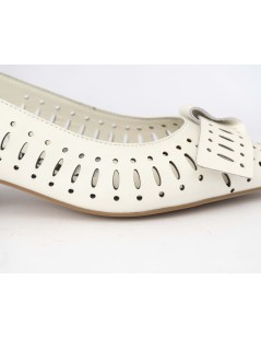 Luciano Barachini Slingback Tacco Laserata con Fiocco Pelle Gesso