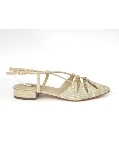 Menbur Slingback Basso Braccialetto Intreccio Strass Oro