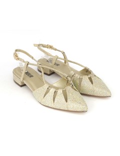 Menbur Slingback Basso Braccialetto Intreccio Strass Oro
