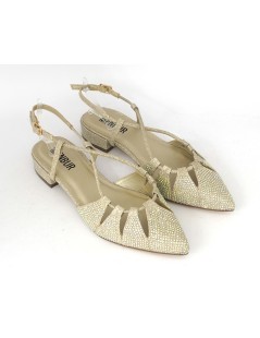 Menbur Slingback Basso Braccialetto Intreccio Strass Oro