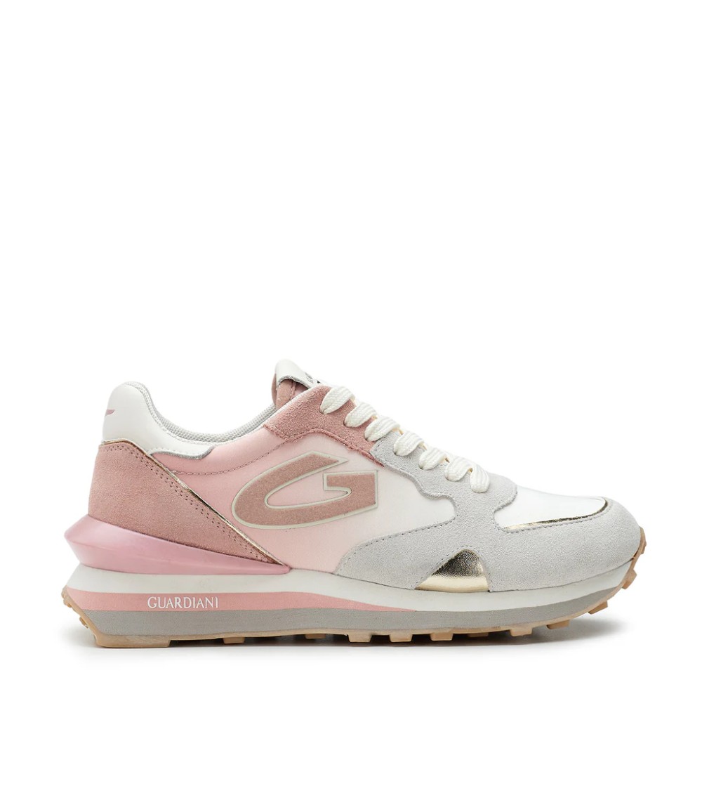 Guardiani Sneakers Sfumata Fondo Cassetta Logo G Bianco Rosa