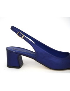 Le Gazzelle Slingback Punta Tacco Largo Perlato Blu Oceano