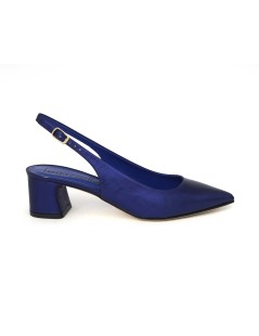 Le Gazzelle Slingback Punta Tacco Largo Perlato Blu Oceano