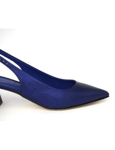 Le Gazzelle Slingback Punta Tacco Largo Perlato Blu Oceano