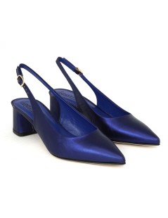 Le Gazzelle Slingback Punta Tacco Largo Perlato Blu Oceano