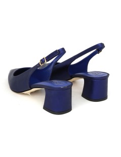 Le Gazzelle Slingback Punta Tacco Largo Perlato Blu Oceano