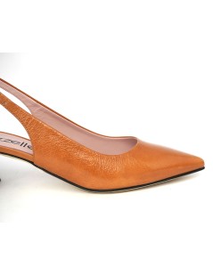 Le Gazzelle Slingback Punta Tacco Largo Naplak Whisky