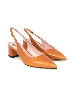 Le Gazzelle Slingback Punta Tacco Largo Naplak Whisky