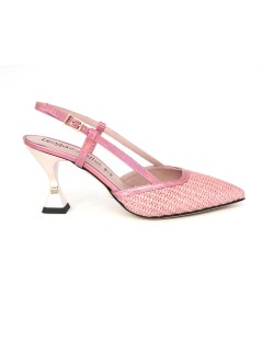 Le Gazzelle Slingback Punta Tacco Alto Rafia Rosa