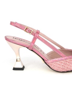 Le Gazzelle Slingback Punta Tacco Alto Rafia Rosa