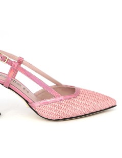 Le Gazzelle Slingback Punta Tacco Alto Rafia Rosa