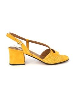 Le Gazzelle Sandalo Tacco Medio Trasversale Tejus Camoscio Zafferano