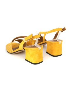 Le Gazzelle Sandalo Tacco Medio Trasversale Tejus Camoscio Zafferano