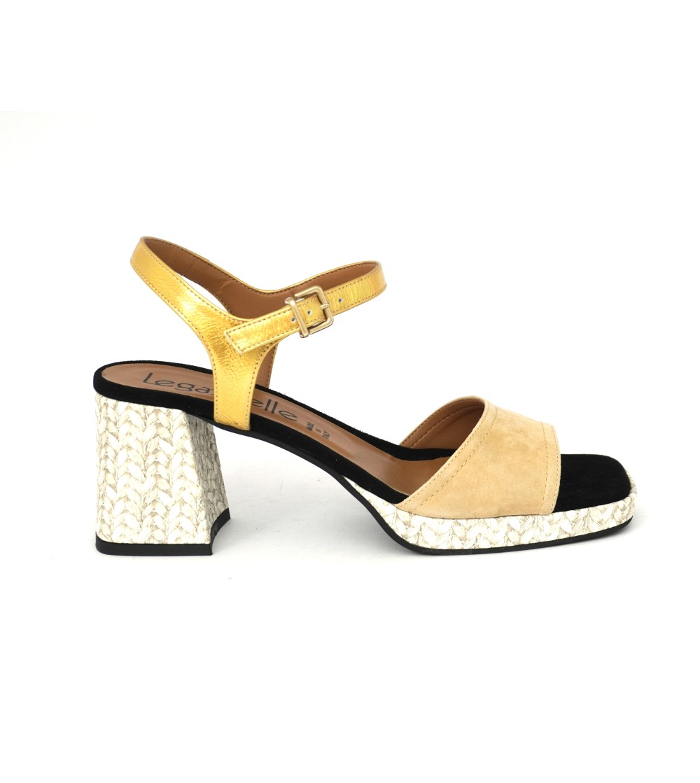 Le Gazzelle Sandalo Tacco Medio Plateau Camoscio Fondotinta