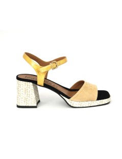 Le Gazzelle Sandalo Tacco Medio Plateau Camoscio Fondotinta