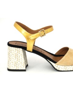 Le Gazzelle Sandalo Tacco Medio Plateau Camoscio Fondotinta