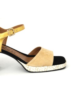 Le Gazzelle Sandalo Tacco Medio Plateau Camoscio Fondotinta