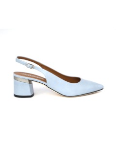 Le Gazzelle Slingback Punta Tacco Largo Pelle Cielo