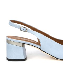 Le Gazzelle Slingback Punta Tacco Largo Pelle Cielo