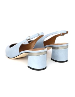 Le Gazzelle Slingback Punta Tacco Largo Pelle Cielo