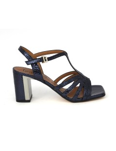 Le Gazzelle Sandalo Tacco Alto Incrocio Fasce T Laminato Cobalto