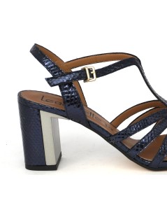 Le Gazzelle Sandalo Tacco Alto Incrocio Fasce T Laminato Cobalto