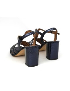 Le Gazzelle Sandalo Tacco Alto Incrocio Fasce T Laminato Cobalto