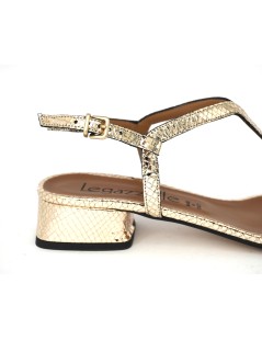 Le Gazzelle Sandalo Tacco Basso Listini Tejus Rame Platino