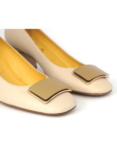 Noa Decollette Tacco Largo Nappa Cappuccino Beige