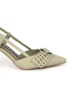 Luciano Barachini Slingback Punta con Fiocco Laserato Salvia