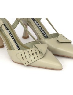 Luciano Barachini Slingback Punta con Fiocco Laserato Salvia