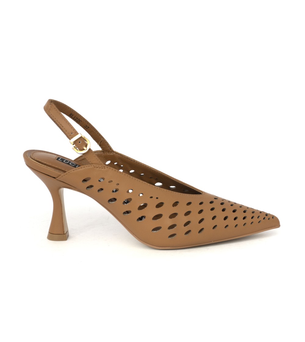 Luciano Barachini Slingback Scollatura a V Nappa Laserata Cuoio