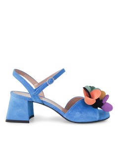 Emanuela Passeri Sandalo Tacco Fascia Fiori Multicolor Braccialetto Avio