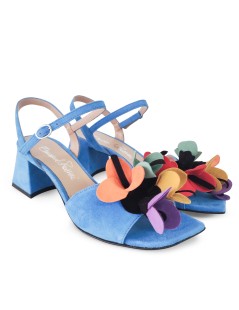 Emanuela Passeri Sandalo Tacco Fascia Fiori Multicolor Braccialetto Avio
