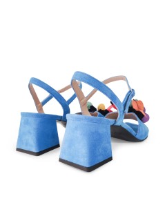 Emanuela Passeri Sandalo Tacco Fascia Fiori Multicolor Braccialetto Avio