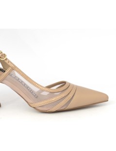 Luciano Barachini Slingback Punta Fascette Rete Nude