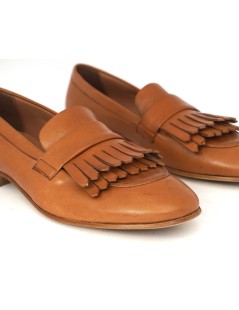 Triver Flight Mocassino Tacco Basso Morsetto Frangia Nappa Cuoio