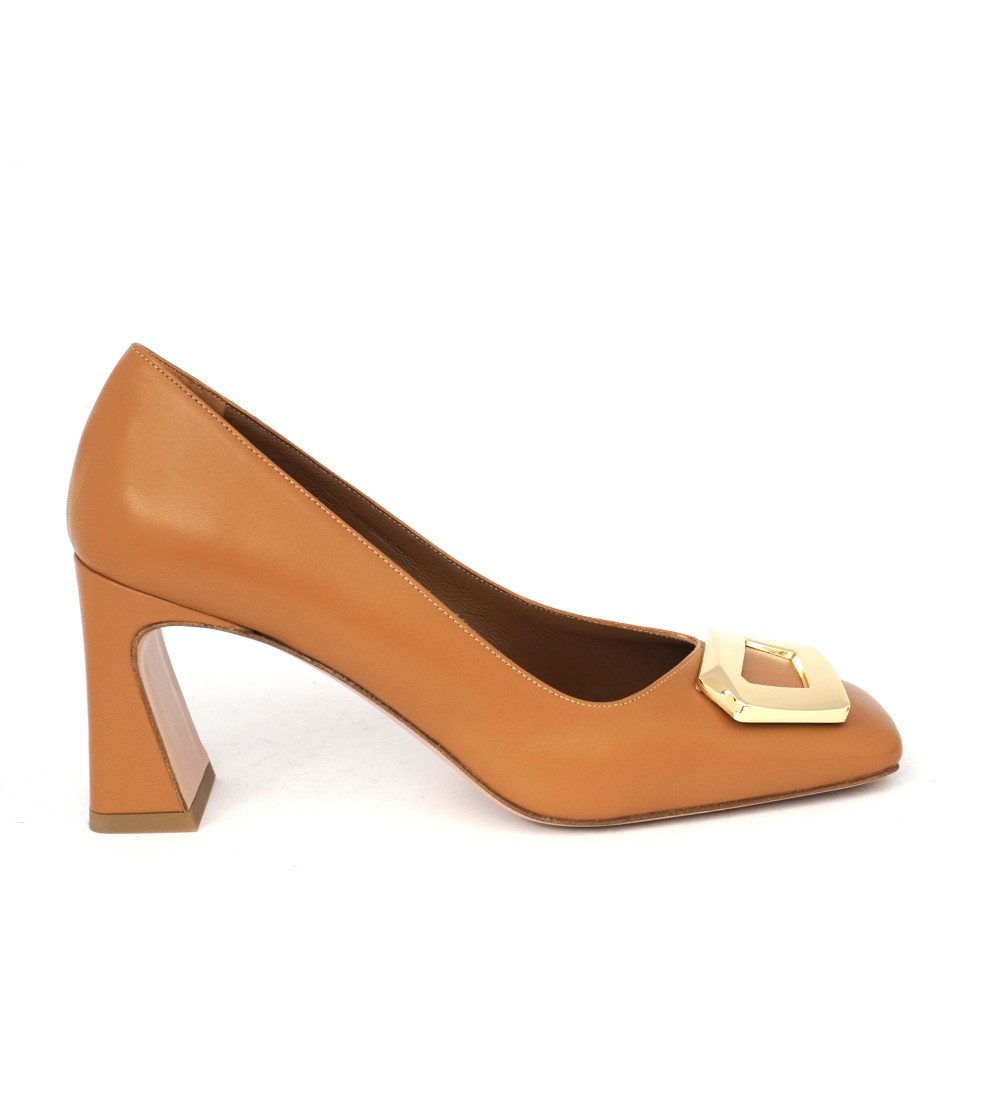 Noa Decollette Tacco Alto Punta Quadra Nappa Cuoio