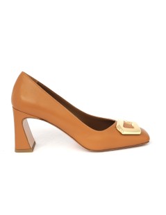 Noa Decollette Tacco Alto Punta Quadra Nappa Cuoio