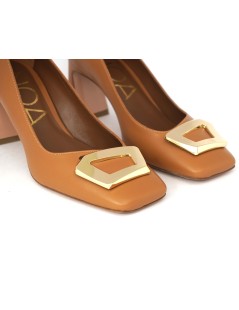 Noa Decollette Tacco Alto Punta Quadra Nappa Cuoio