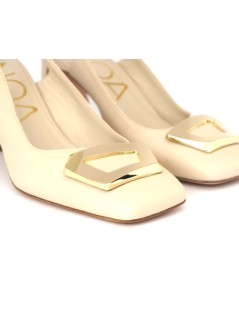 Noa Slingback Tacco Alto Punta Quadra Nappa Beige