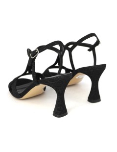 Elata Sandalo Elegante Fasce Braccialetto Tessuto Glitter Nero