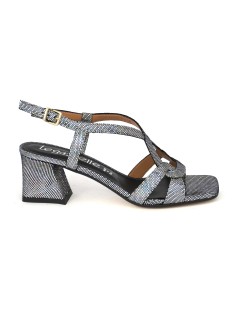 Le Gazzelle Sandalo Tacco Medio Intreccio Multi Perla Silver