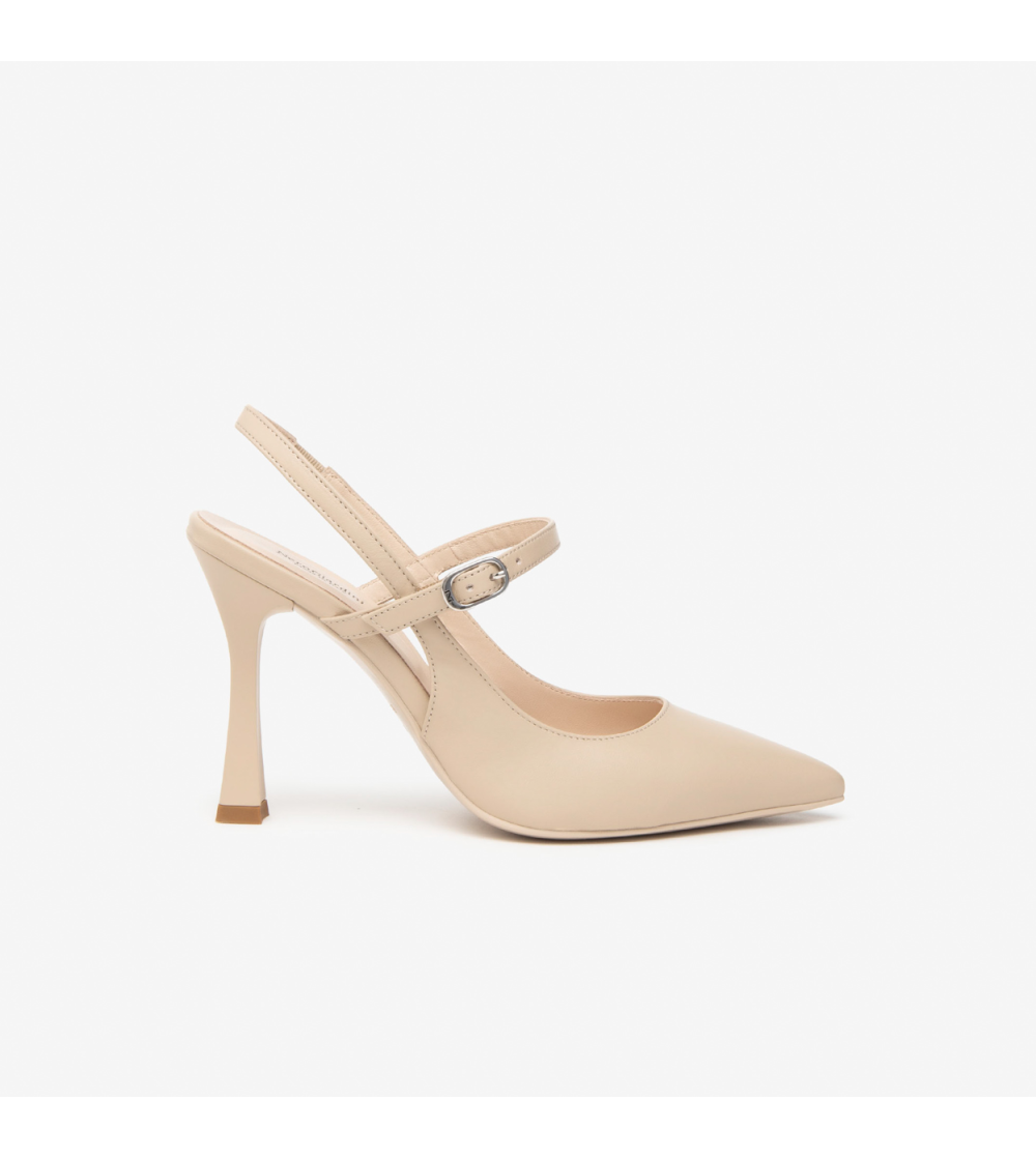 Nero Giardini Slingback Tacco Alto Doppio Braccialetto Nappa Lino