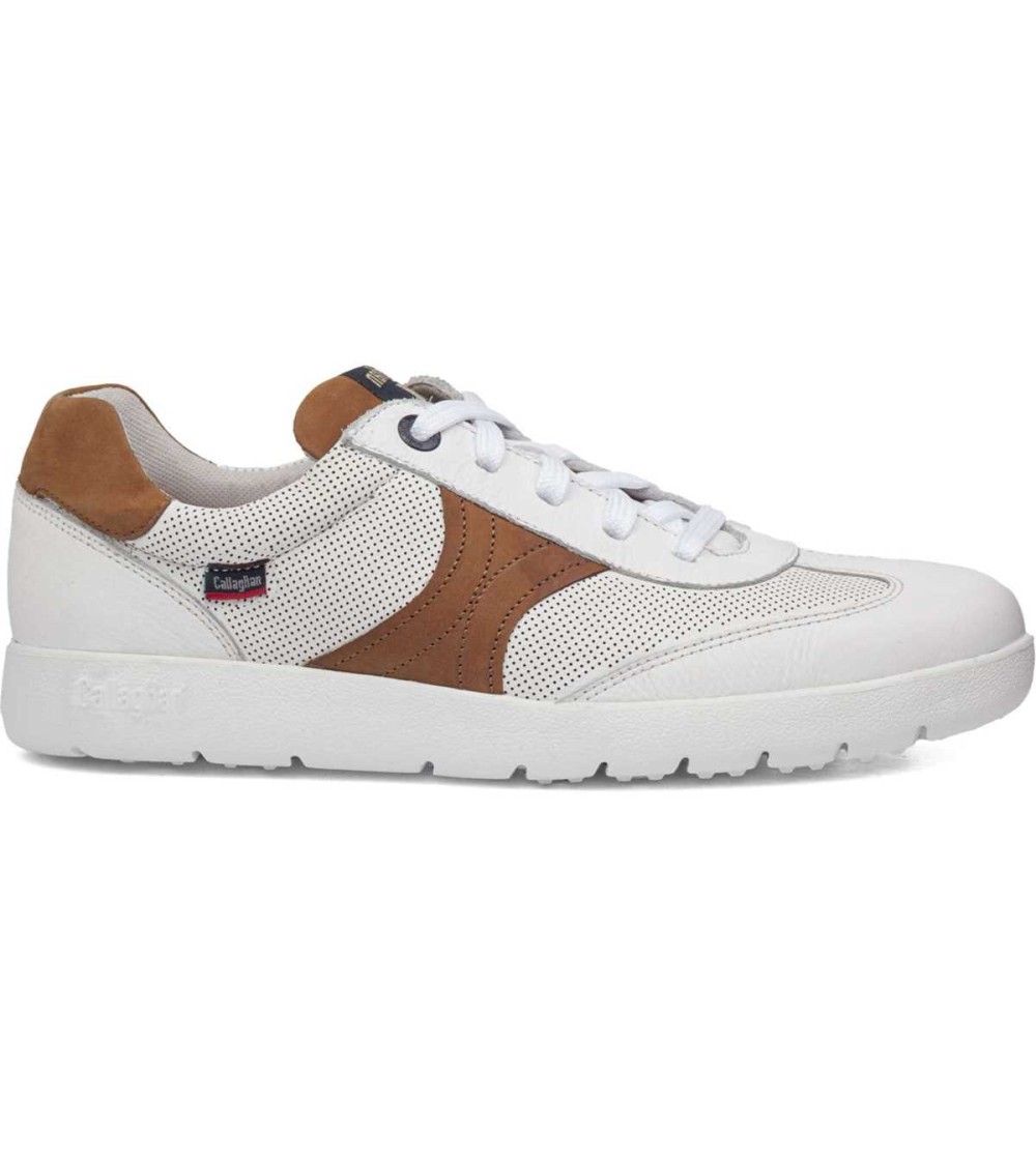 Callaghan AMANCI Sneakers Bassa Traforata Cuciture Bianco Cuoio