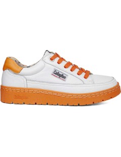 Callaghan PETETE Sneakers Pelle Fondo Cuciture Bianco Arancio