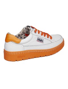 Callaghan PETETE Sneakers Pelle Fondo Cuciture Bianco Arancio