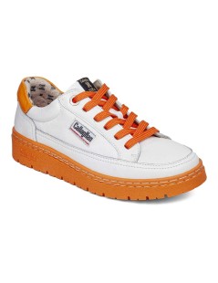 Callaghan PETETE Sneakers Pelle Fondo Cuciture Bianco Arancio
