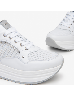 Nero Giardini Sneakers Doppio Volume Pelle Traforata Bianco
